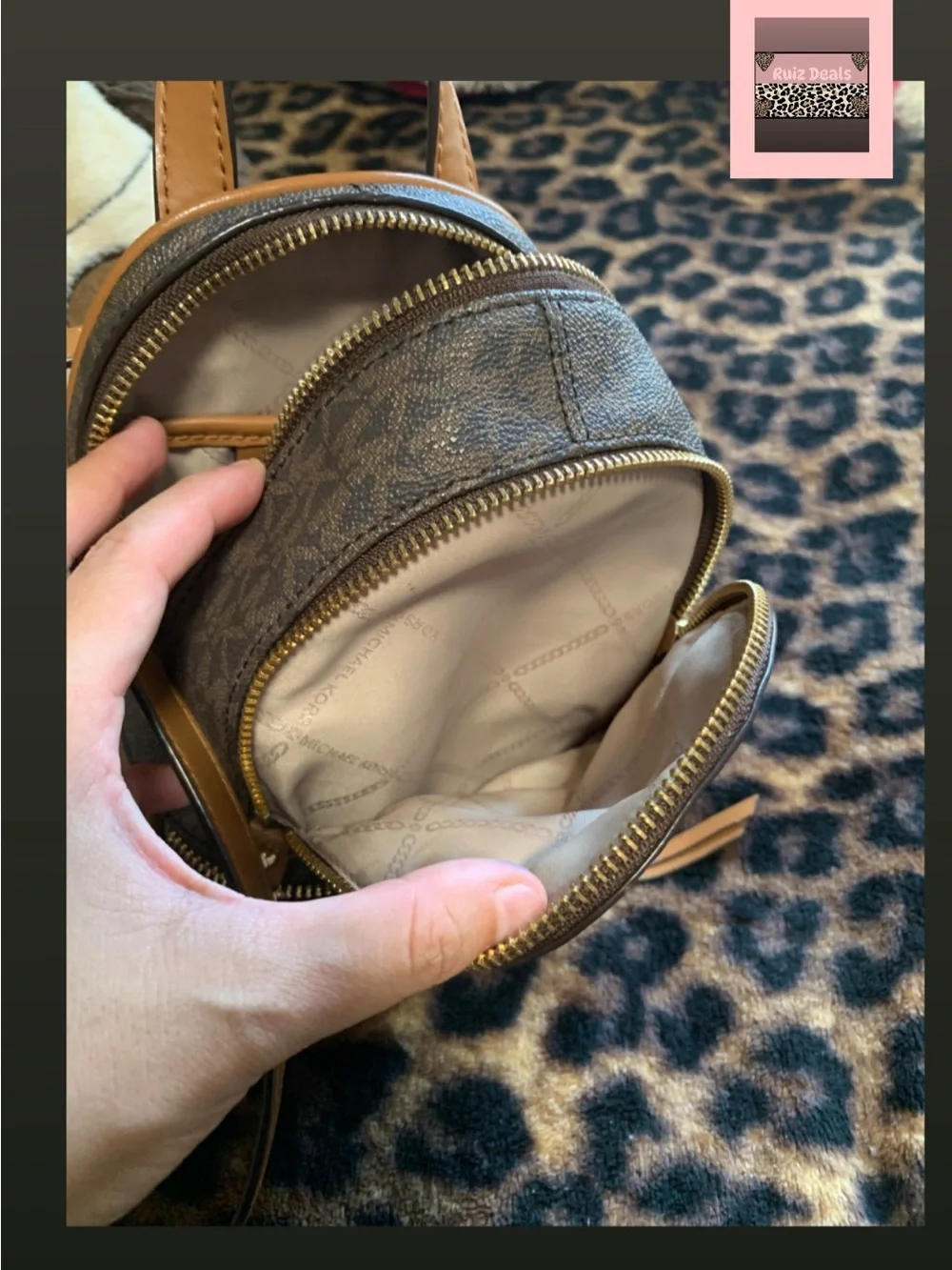 Michael Kors Signature Brown Mini Backpack with Gold Hardware